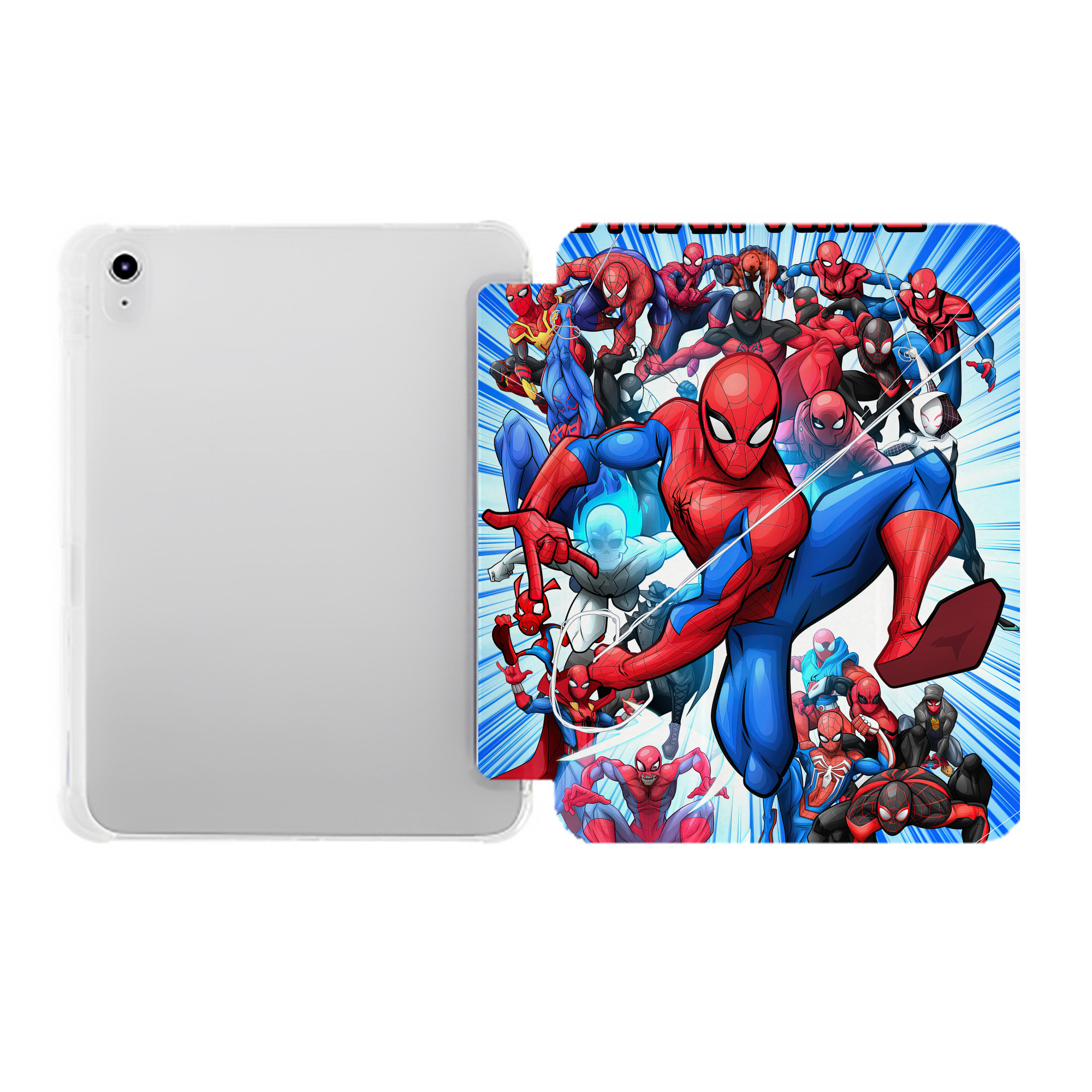 （画像用） Spider Man スパイダーマン IPad ケース ペン収納付き 三つ折りスタンド PUレザー×シリコン 対応機種9.5/10.5/10.9インチ